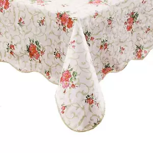 Water Resistant Pink Chamomile Floral Tablecloth Rectangle Flannel Backed Vinyl - Picture 1 of 5
