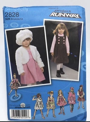 Dress or Jumper Hat Jacket Vest Size 3-8 Girls S2828 Uncut Sewing Pattern - Image 1 of 2