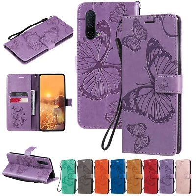 Butterfly Pattern PU Leather Flip Wallet Case Cover for OnePlus Nord N100 N200 - Image 1 of 4