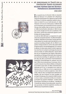 Philatelistisches Dokument 1. Tag: 35 2003 - Deutsch-Französischer Vertrag - Bild 1 von 1