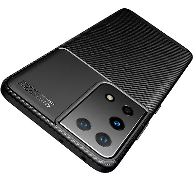 AVANA Case For Samsung Galaxy S21 Ultra 5G Protective Case Silicone Black Carbon Look