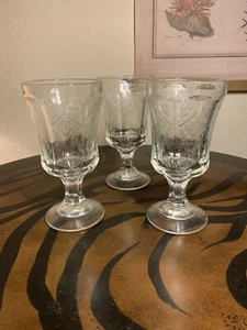 Vintage Indiana Glas Erinnerung klare Wasserkelche, Federal Madrid 3er Set - Bild 1 von 4