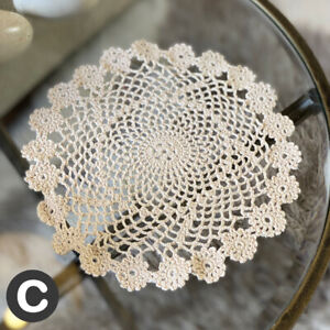Set of 4 Luxury 10" Round Cotton Crochet Lace Doilies Placemats Knitted Country