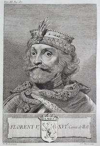 Gravur Antiker Druck FLORENT V Comte de Hollande Flipart Graf von Holland - Bild 1 von 2