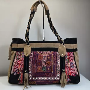 Vintage Addiction Tote Bag XLarge Suede One Of A Kind Unique Western Boho Travel - Picture 1 of 11