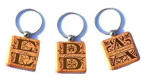 Engraved Personalized Customized Split Monogrammed Wood Key Chain - Picture 1 of 27
