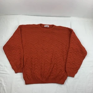 Vintage Pronto Uomo Sweater Adult Large Orange Pullover Knit Crewneck Italy Made - Picture 1 of 10