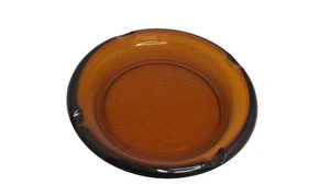 Vintage Large Round Dark Amber Glass Cigar/Cigarette Ashtray 8" Heavy 4 Slots - Picture 1 of 7