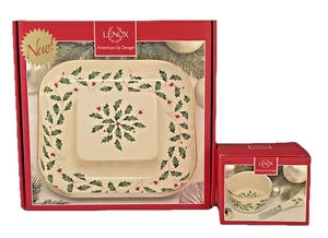 Lenox Holiday Vassoio Cracker Formaggio 10,25" e Ciotola Immersione Senza Spargitore Natale - Foto 1 di 17