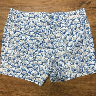 Pantalones Cortos Chinos de Golf Level 99 Anthropologie Talla 28 Azul Blanco Conchas Mezcla de Lino Foto 1 de 4