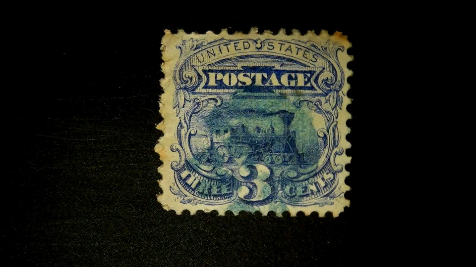 Estampillas de Estados Unidos emisión pictórica Scott 114 tres centavos azul verde cancelar cv 330,00 Foto 1 de 1