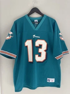 Maglia Vintage Logo 7 Miami Dolphins NFL Uomo Large Dan Marino #13 Made in USA - Foto 1 di 11