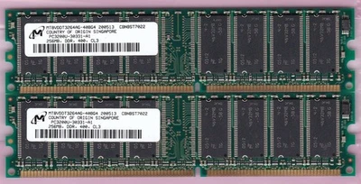 512MB 2x256MB PC3200 MICRON MT8VDDT3264AG-40BG4 DDR-400 DDR1 Ram Memory Kit DIMM - Image 1 of 4