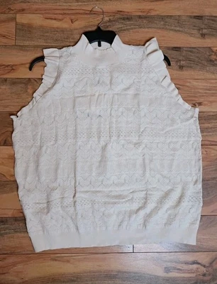 Who What Where женщин без рукавов насмешливый шеи свитер плюс размер 3 X кремовый новый с Ярлыками  - Изображение 1 из 4