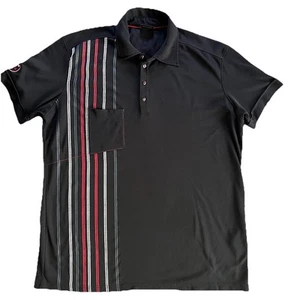 GALVIN GREEN Golf Polo Size 2XL Performance Black Striped Shirt K-Club Logo - Picture 1 of 9