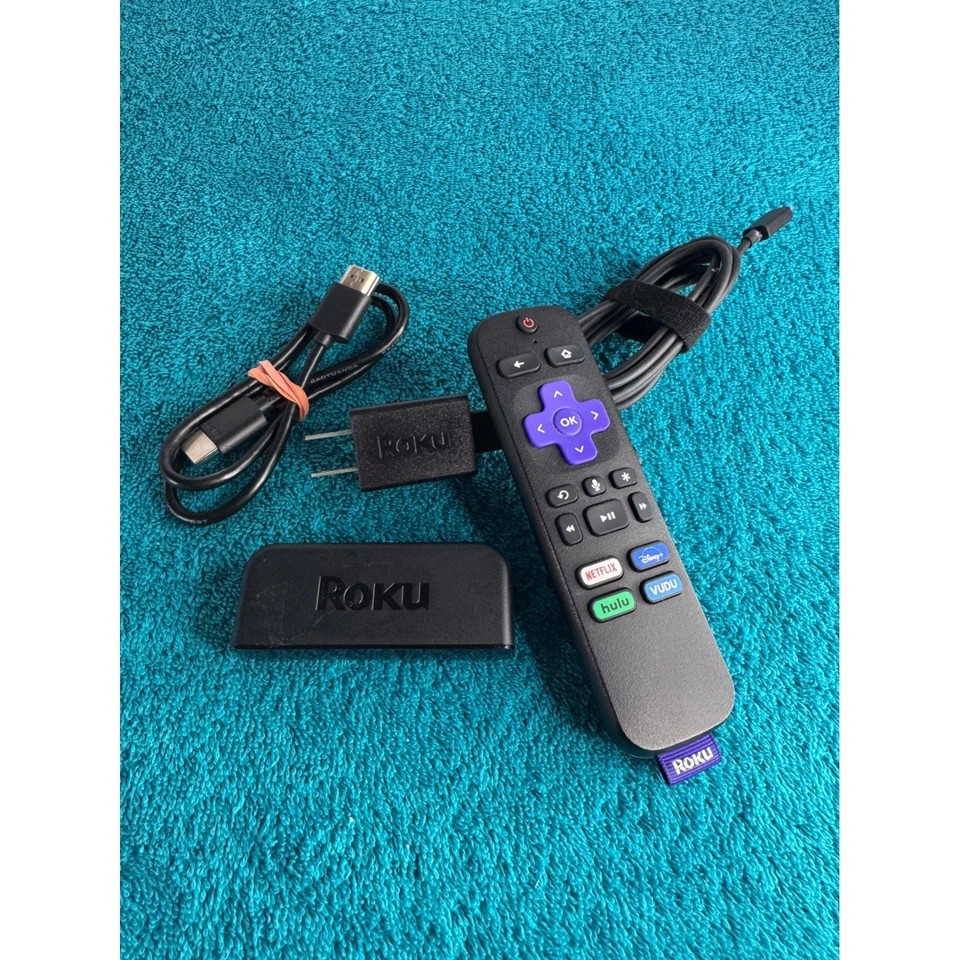 Roku Streaming Media Player Stick 3900X com adaptador de alimentação remoto e cabo HDMI - Imagem 1 de 4