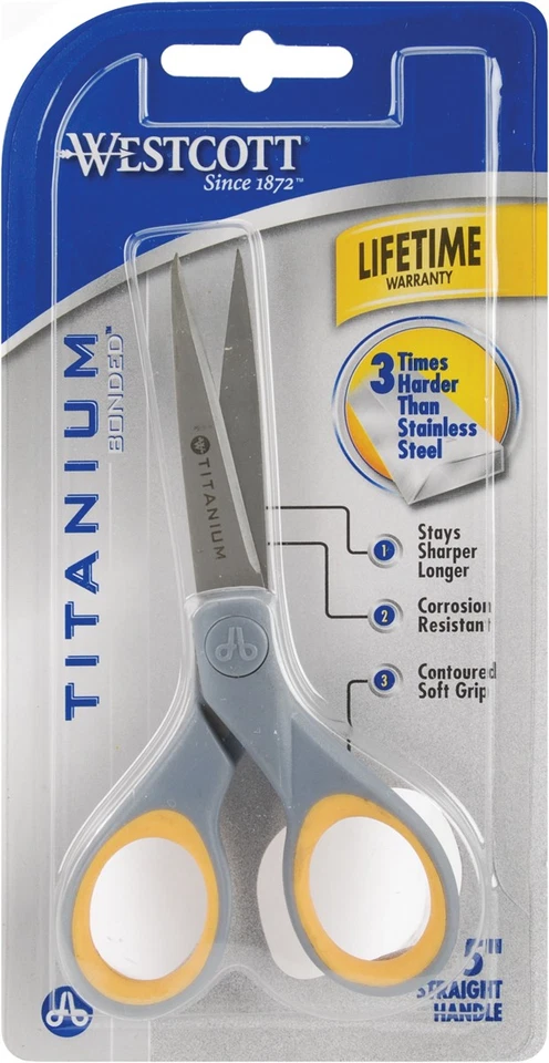 Westcott Titanium Bonded Scissors With Soft Grip Handles 5 Pointed 083758