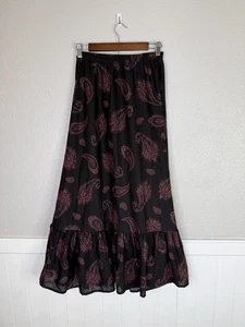 Paisley Mermaid Skirt XS Black Maxi Saloon Maiden Goth Modest Victorian - Picture 1 of 7