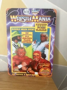 Wrestlemania VIII Repro Metal Sign Poster WWF Hulk Hogan Randy Savage Ric Flair - Picture 1 of 3