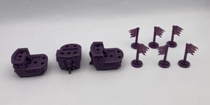 PLUNDER A Pirate's Life Board Game Replacement Parts/Pieces PURPLE SHIPS & FLAGS - Picture 1 of 3