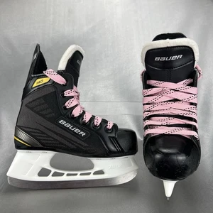 Bauer Supreme 140 Youth 12R Eishockey Schlittschuhe schwarz PINK Schnürsenkel Tuuk kaum getragen - Bild 1 von 16