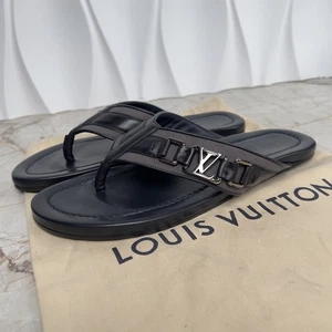 Sandalias Louis Vuitton Tanga Chanclas Logo LV Cuero Azul 8.5 LV 9.5 US 42.5 EU - Imagen 1 de 13