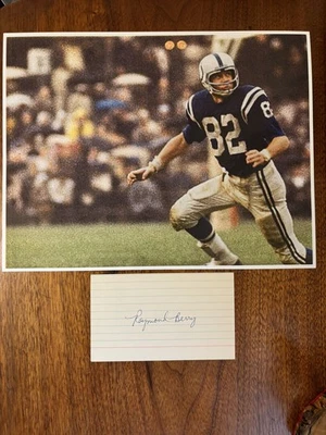 Vintage 1959 Raymond Berry Signed 3x5 Card Baltimore Colts '90 NFL HOF + Photo - Image 1 of 4