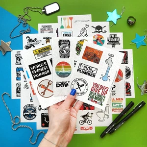 100 Piezas Divertidas Pegatinas de Fontanería para Sombrero Duro - Regalos de Fontanero para Hombres, Fontanero Sti - Imagen 1 de 12