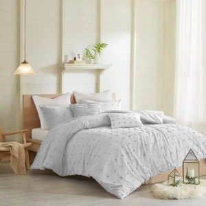 5pc Twin/Twin XL Kay Cotton Jacquard Comforter Set Gray - Picture 1 of 11