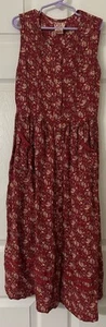 Cornelloki Girls Sleeveless Floral Dress Size 9/10 Button Up Tie Back Red Spring - Picture 1 of 4