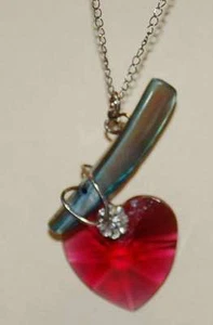 Red Swarovski Crystal Heart Sterling Silver Chain Necklace custom made UNIQUE - Picture 1 of 8