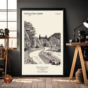 1952 Swiss Grand Prix Vintage Poster Hans Stuck Formel Rennwagen Kunstdruck - Bild 1 von 18