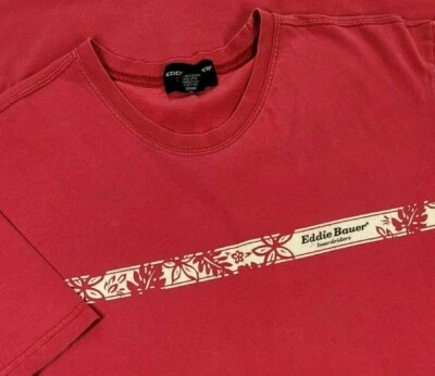 Eddie Bauer Sport Board Riders Maroon Tropical Print T-SHIRT XLT Men USA Made - Image 1 of 4