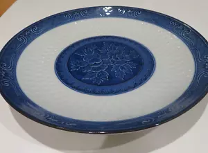 Arita Ware Mansen 12" piatto da portata rotondo blu peonia floreale made Japan - Foto 1 di 16
