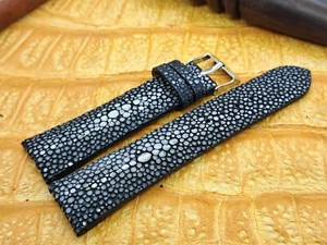 21 mm/18 mm poliertes Rochenleder Uhrenarmband Big Pearl Exotenleder - Bild 1 von 11