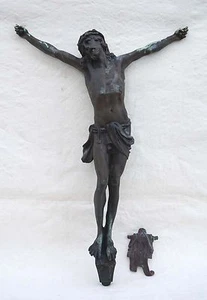 Antike große 19" französische Christus Fronleichnam Bronze INRI J Rabiant 1900 B - Bild 1 von 7