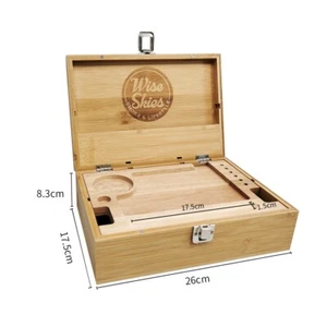 Wise Skies Bamboo Wooden Rolling Box Luxury Rolling Paper Box Set Stash Box - Picture 1 of 4