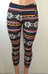Leggings Baslco Fair Isle stampa vita alta, nero/multicolore taglia unica regular - Foto 1 di 7
