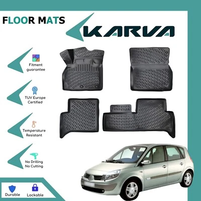 Alfombrillas de goma moldeadas en 3D negras para Renault Scenic II 2003-2009 Foto 1 de 4