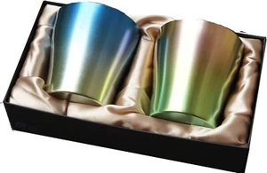 Juego de Vasos Doble Pared Titanio HORIE - Modelo Limitado Rosa y Azul, Hecho en Japón - Imagen 1 de 7