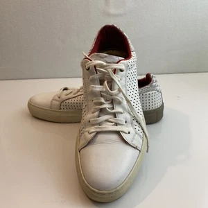 BACCO BUCCI White LACE UP CASUAL SNEAKERS MADE IN ITALY MENS 9 GRAY TAN - Picture 1 of 8
