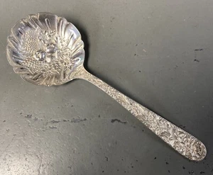 Antique Sterling Silver S. Kirk & Son Floral Serving Spoon 9” 4.2 Ounces - Picture 1 of 3