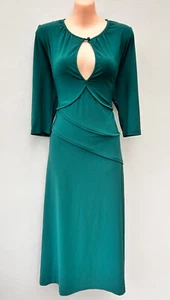 LEONA EDMISTON *Frocks* Emerald Green Front Keyhole 3/4 Sleeve Dress sz 3 / 14 - Picture 1 of 9