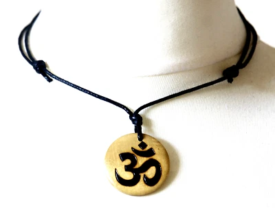 Om Necklace Yoga Gift Spiritual Aum Pendant Zen Mantra Jewellery Om Choker Mens - image 1 of 4