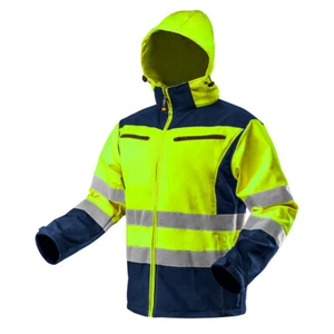 Advertencia softshell chaqueta de trabajo con capucha, amarillo, talla S - Imagen 1 de 12