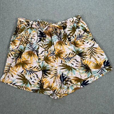 Pantalones Cortos Jessica Simpson Codo Cintura Corbata Para Mujer 3X Tropical Cinturón Tiro Alto Foto 1 de 4