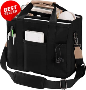 Canvas Tote Bag with Multi Pockets Crossbody Shoulder for Women Compartments - Picture 1 of 12