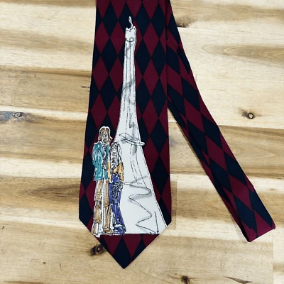 Corbata John Lennon Obra de Arte 100% Seda John & Yoko Torre Eiffel Impresión De Colección Años 90 Foto 1 de 4
