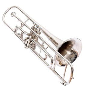 Trombone Brass Bb 3 Valve Nickel Plated by Zaima with Hard Case & Mouth piece. - Picture 1 of 5
