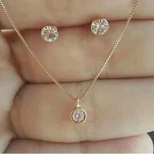 Women's Jewelry Set 3.00Ct Round Cut 14K Yellow Gold Plated Lab Created Diamond - Picture 1 of 4